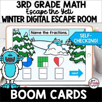 Preview of 3rd Grade Math Boom ™ Cards Digital Winter Math Escape Room