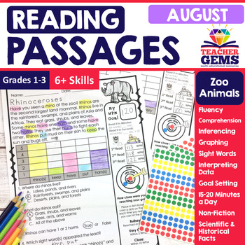Preview of August Reading Passages - Zoo Animals