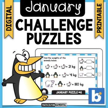 Preview of January Brain Teasers & Challenge Puzzles | Boom Cards | Digital &Print