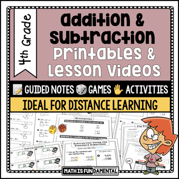 Preview of Addition & Subtraction Printables & Lesson Videos | Distance Learning