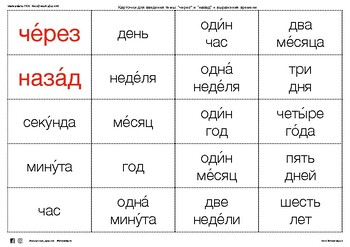 Preview of Через и Назад (А1) / Russian prepositions  with time expressions (A1)