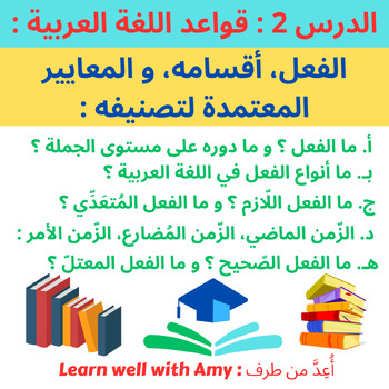 Preview of .الدرس 2 - قواعد اللغة العربية : الفعل، أقسامه و المعايير المعتمدة لتصنيفه