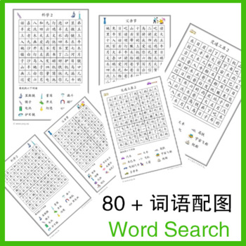 Preview of 中文词汇 找一找 big bundle 词汇找一找大合集 Chinese vocabulary wordsearch