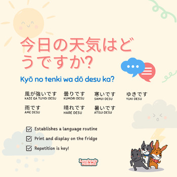 Preview of 今日の天気はどうですか? Kyō no tenki wa dō desu ka? Japanese Weather Tracker Chart