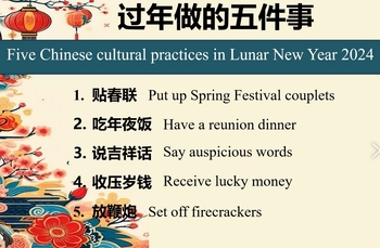 Preview of Five Chinese cultural practices in Lunar New Year 2024  (華人過年做的五件事)