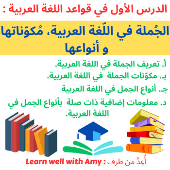 Preview of .الدرس الأول في قواعد اللغة العربية : الجملة، مُكوّناتها و أنواعها