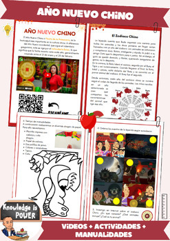 Preview of Año Nuevo Chino | Chinese New Year | Spanish | Activities + Videos + Crafts