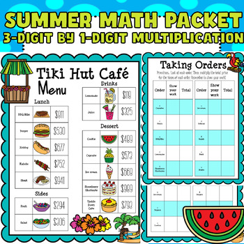 Preview of Summer Math Packet: 3-Digit by 1-Digit Multiplication