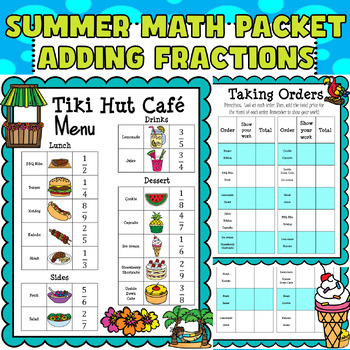 Preview of Summer Math Packet: Adding Fractions