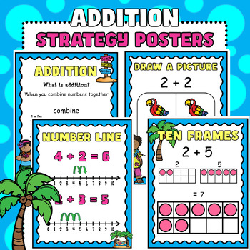 Preview of Summer Addition Strategies Posters (4 Included)