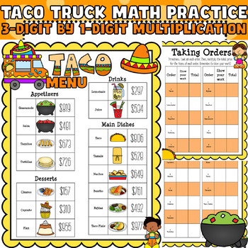 Preview of Taco Truck Stand: 3-Digit by 1-Digit Multiplication