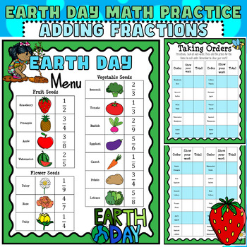 Preview of Earth Day Math Practice: Adding Fractions