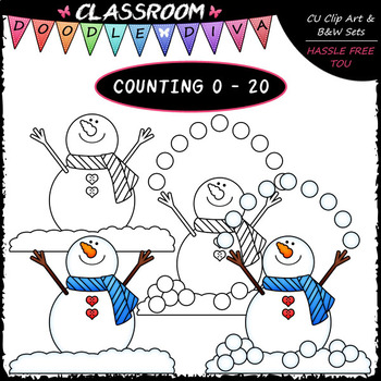 (0-20) Counting Snowballs - Sequence, Counting & Math Clip Art & B&W Set