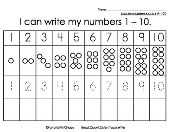 1 10 Number Charts Beginning Of Kindergarten Freebie By Fanciful First Grade