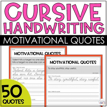 Preview of Cursive Handwriting Practice Motivational Quotes Inspirational