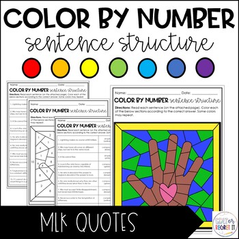 Preview of MLK Sentence Structure Coloring Activity - Color by Number