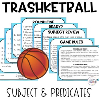 Preview of Subjects and Predicates Simple and Complete Trashketball Game