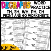 DIGRAPH Print and Go Worksheets Beginning Middle and End C