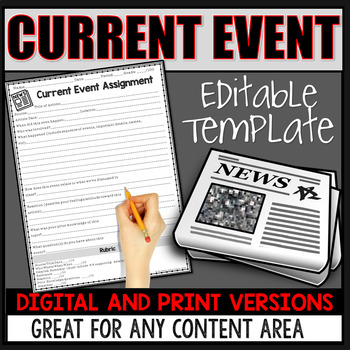 Preview of EDITABLE CURRENT EVENT TEMPLATE- Digital and Print Versions