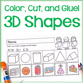 Color, Cut, and Glue 3D Shape Preschool Activity by Ms Stephanie's ...