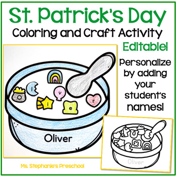 Preview of St. Patrick's Day Name Coloring and Craft Activities