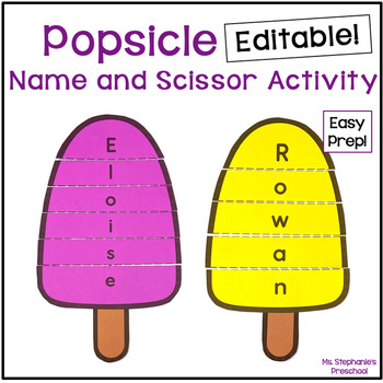Preview of Popsicle Name and Scissor Activity