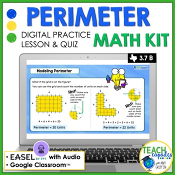 Preview of Finding Perimeter Guided Math Lesson & Quiz - Mini Math Kit - Google - Easel