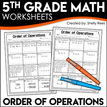 Preview of Order of Operations Homework Worksheets