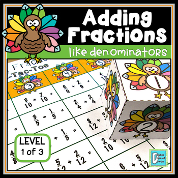 Preview of Thanksgiving Math Activities | Adding Fractions with Like Denominators