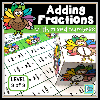 Preview of Thanksgiving Math Activities | Adding Fractions with Mixed Numbers