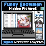 Winter Snowman Editable Hidden Picture Digital Worksheet T