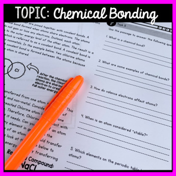 introduction to chemical bonds close reading assignment