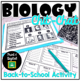 Biology Chit Chat- Back to School Activity
