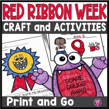 Preview of Red Ribbon Week Crafts Worksheets Booklets and Drug Awareness K-2nd Grade