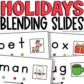 Preview of Blending Slides for CVC Words Christmas Activities Digital Resource