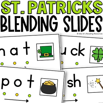 Preview of St Patricks Day Activities Blending Slides CVC Words Digraphs Digital Resource