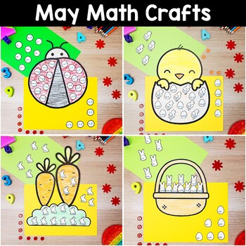 Preview of May Spring Easter Math Crafts Frog Addition Subtraction Multiplication Division