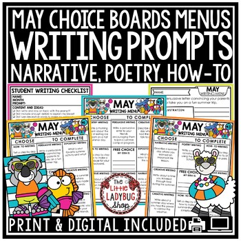 $1 DEAL! May Summer Narrative Opinion Writing Prompts 3rd 4th Grade