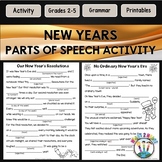 New Years Activities 2024 Parts of Speech Grammar Workshee