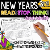 New Years Reading Passages 3rd Grade STOP & THINK Fiction 