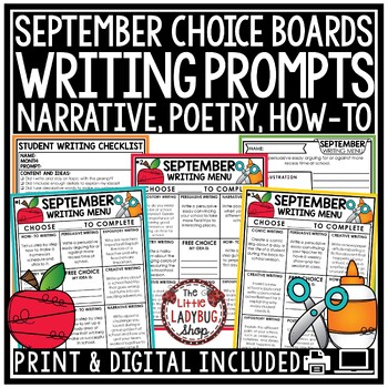 September How To Narrative Opinion Writing Prompts 3rd 4th Grade Choice ...