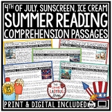 June July Summer Reading Comprehension Passages Independen