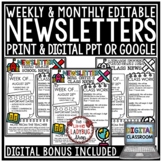 Editable Print & Digital Classroom Weekly Newsletter Templ