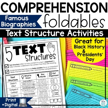 Preview of Text Structure Passages Anchor Chart Close Reading Biographies 3rd 4th 5th Grade