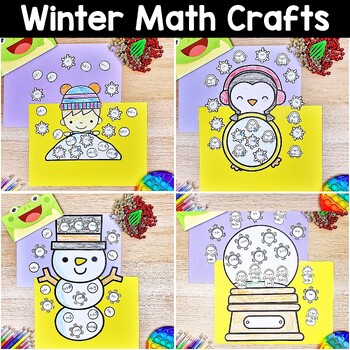 Preview of Winter Math Crafts Snowman Penguin Addition Subtraction Multiplication Division