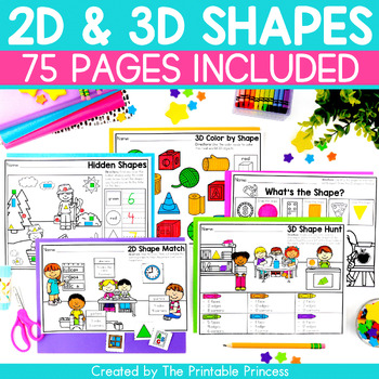 Preview of 2D and 3D Shapes Worksheets