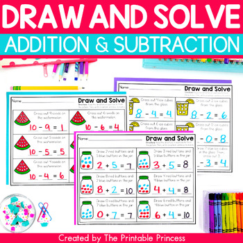 Preview of Addition and Subtraction with Pictures Worksheets within 10
