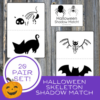 Preview of $1 DOLLAR DEAL Halloween Shadow Match / Skeleton Animals Critical Thinking Fun