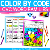 Color by Code CVC Word Families Worksheets