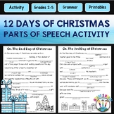 12 Days of Christmas Parts of Speech Worksheet & Grammar R